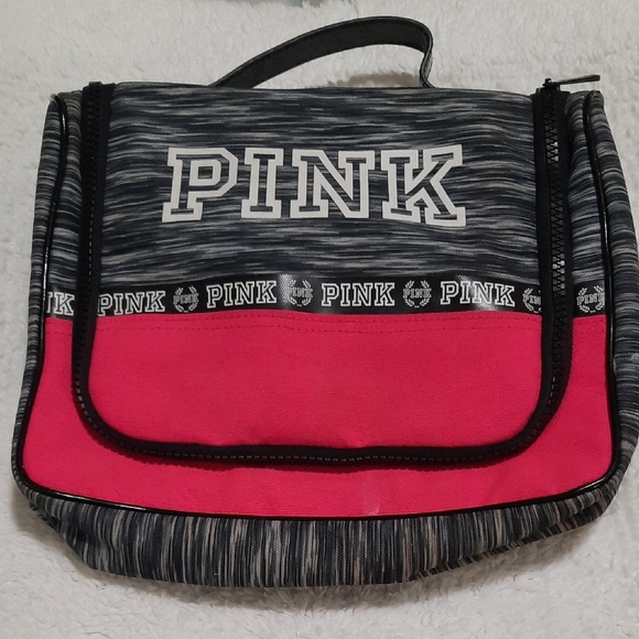 PINK Victoria's Secret Cosmetic Bag - Gray and Pink - Picture 1 of 7